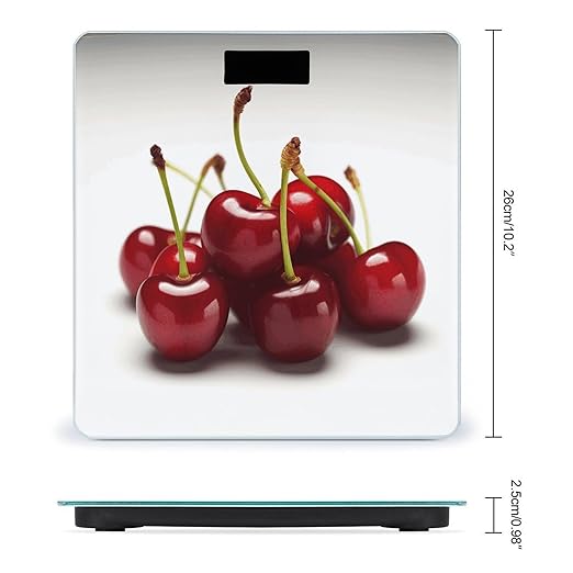 Chilean Cherries Scale for Body Weight Safe Rounded Corners Tempered Glass Digital Bathroom Scale LED Display 400lb Capacity Weight Scales with High Precision Sensors