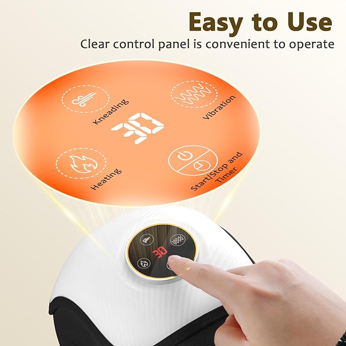 Electric Knee Massager for Relaxation Heating Pad with 3 Vibration Modes Heated Knee Brace Wrap 5000mAh High-capacity Battery Cordless and Portable Massager Gift for Men Women Black 1 Pack