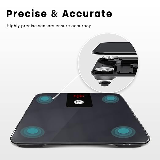 GE Digital Bathroom Scale for Weight Smart Bluetooth Body Weight and BMI Electronic Black Weighing Scale for Bath Home Accurate 400lb Capacity (Pack of 2)