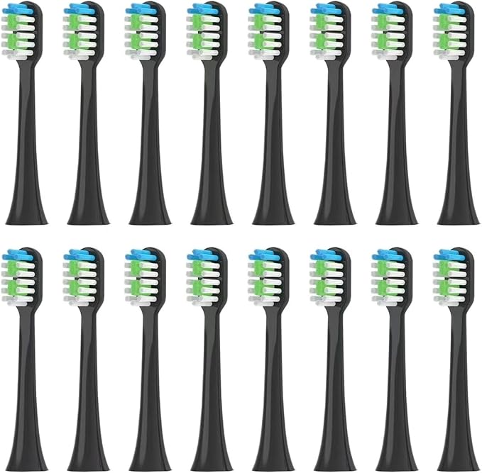 16pcs Replacement Toothbrush HeadsCompatible for ROAMAN T3/T5/T10/T10S/T20/E7/V5(16pcs Black)