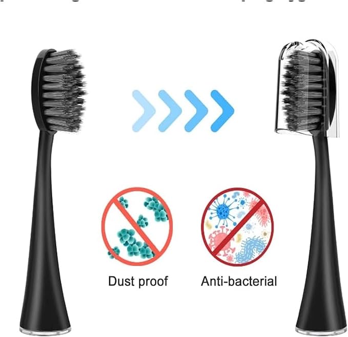 10 Replacement Brush Heads for Burst Pro Electric toothbrushes Soft Charcoal bristles with dust caps(5pcs Pink)