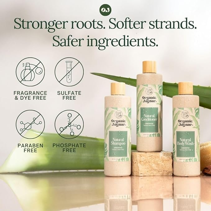 Organic Jaguar Natural Body Wash with Aloe Vera Gel and Shea Butter Bath and Shower Soap Cleanser for Body Care Leaves Skin Soft &amp Hydrated Unscented Sulfate and Paraben Free 13.5 fl oz