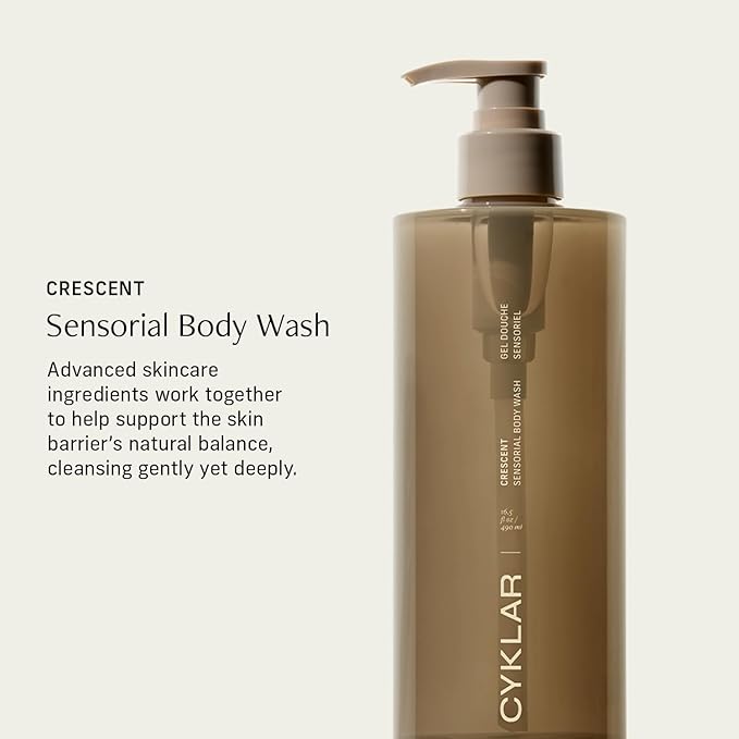 CYKLAR Sensorial Body Wash. Crescent Fragrance Hydrating Cleanser with Moisture Locking Multi-Oil Complex Sodium PCA and Glycerin. Nourishing Shower Gel for Women and Men 16.5 Fl Oz Luxury Bodywash