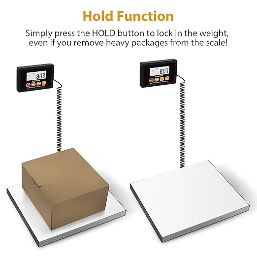 Digital Postal Scale440lb x 10g Accuracy Shipping ScaleStainless Steel PlatformsHeavy Duty Scale with LCD/Hold/Tare FunctionsPostage Scale for PackagesLuggage ScaleBattery&ampUSB Included