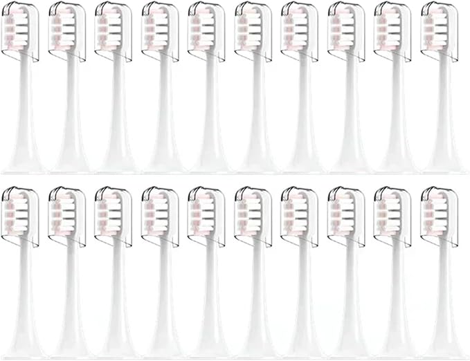 Compatibility for Mijia T300/T500/T700 Sonic Electric Toothbrush Heads Replaceable Refill Nozzles 4 Colors with Anti-Dust Caps 4/20Pcs(20Pink)