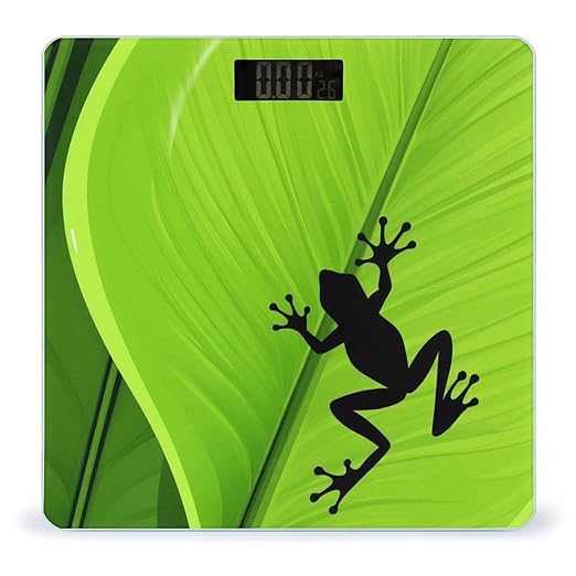Women's Digital Bathroom Weighing Scale Automatic Switch Energy Saving Scale Smart Scale for Body Weight Green Leaf Frog
