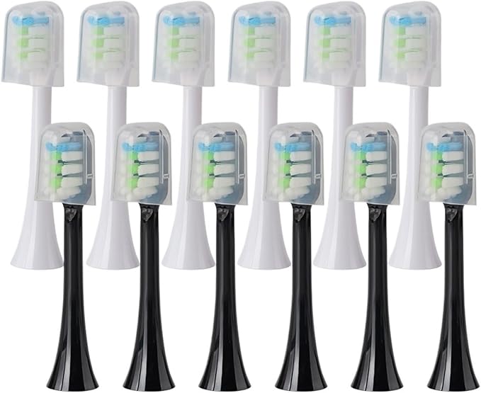 Replacement Brush Heads for SOOCAS X3U/X3Pro/X5/V1/D2/D3 6/12pcs Bristle Electric Toothbrush Dupont Sealed Packed(SHUSHI-WH6BK6)