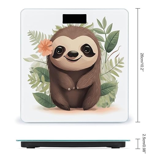Cute Cartoon Sloth Bathroom Scale Weight Scale for Body WeightHighly Accurate Digital Weighing Machine Clear LED Display Digital Bathroom Body Scale 400lb/182kg