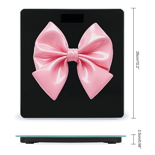 Pink Bow Scale for Body Weight Sturdy Tempered Glass Weighing Scales with LCD Display Accurate Digital Bathroom Scale Convenient Body Fat Smart Scales Easy Read