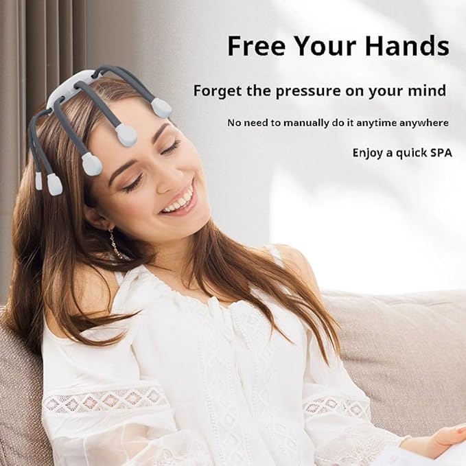 Head Massager for Migraine Relief with MusicThe Vibra CalmHeadache Massager for Migraines with 20 Vibrating PointsElectric Head Massager ScalpScalp Massager ToolStress Relax(OrangeUpgraded)