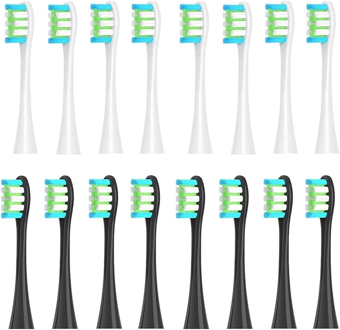 16pcs Replacement Brush Heads Compatible for Oclean Sonic X/Pro/ Z1/ SE F1 One PW01/03/05/07/09 P5 Electric Toothbrush(16 White and Black)