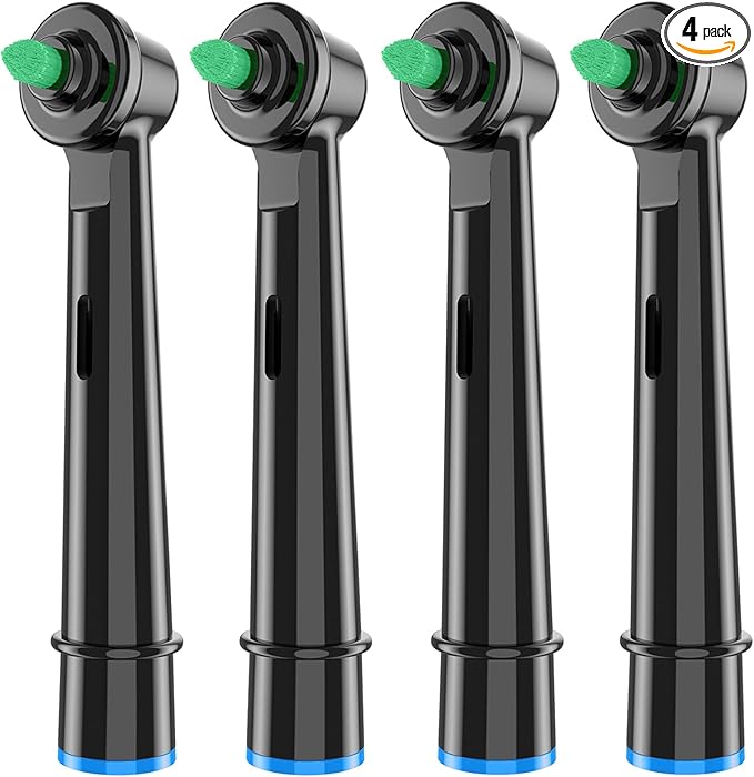 Interdental Replacement Toothbrush Heads for Oralb Electric Toothbrush Ortho and Power Tip Bristle Replacement Head - 4-Pack | Braces Brush Heads | Interproximal Clean (Black One Size)