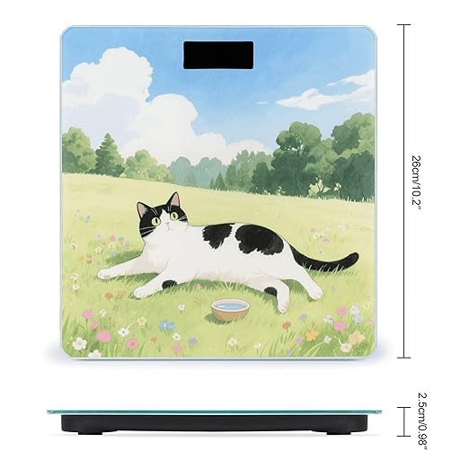 Cute Cat Weight Scale Large Digital Bathroom Scales with Bright LED Display Non Slip Digital Scale and Step On Fashion Weighing Machine for Body