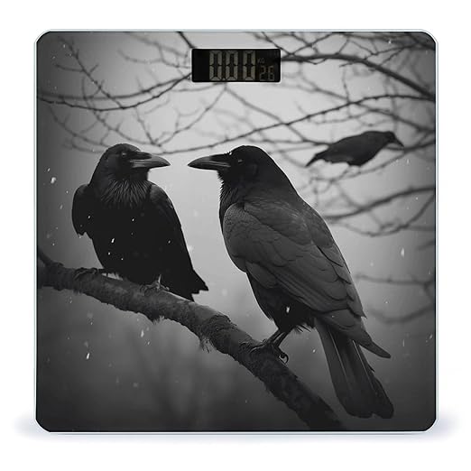 Crow Birds Bathroom Scale Large LCD Backlight Display Digital Scale Rounded Corners Body Scales Automatic Power On/Off Bathroom Scales for Home Bedrooms
