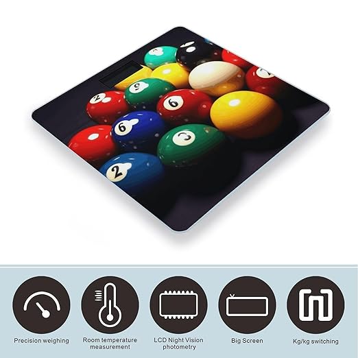 Color Billiards Weight Scale Large Bathroom Scales Digital Weight with Bright LED Display Non Slip Automatic Weighing Scale Fashion Weighing Machine for Body
