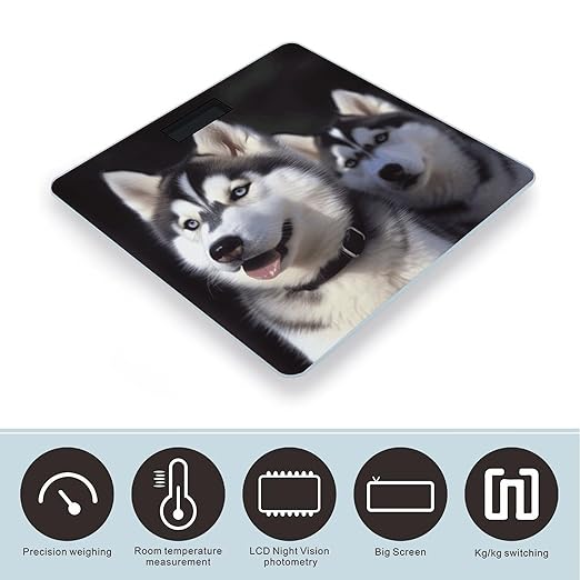 Husky Dog Weight Scale Large Bathroom Scales Digital Weight with Bright LED Display Non Slip Automatic Weighing Scale Fashion Weighing Machine for Body