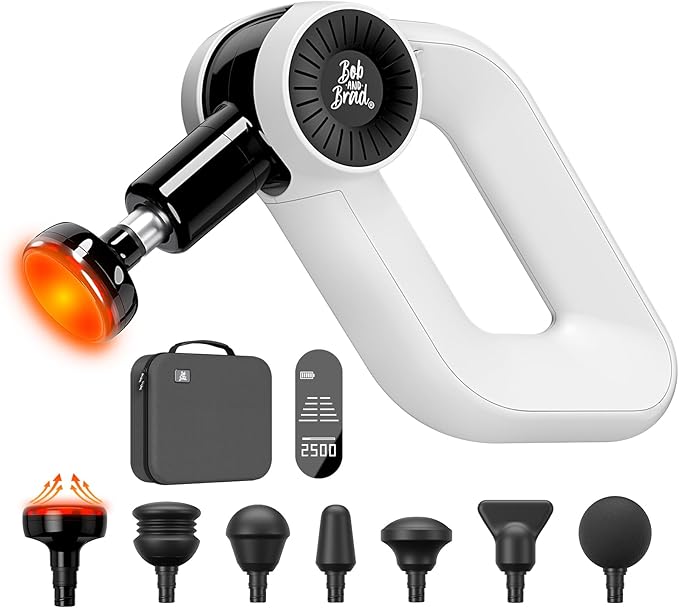 BOB AND BRAD D6 Pro Plus Massage Gun with Heat 16mm Deep Tissue Percussion FSA Eligible Professional Muscle Gun for Athletes HSA Massager with 85lbs Stall Force for Back Pain Relief