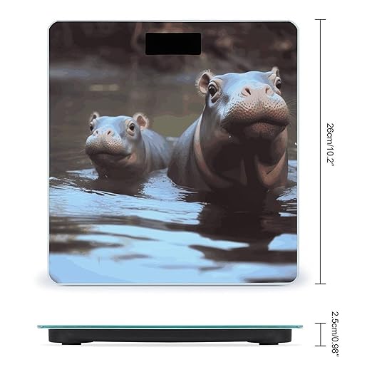 Digital Bathroom Scale for Body Weight Scale with Bright LCD Display High Accuracy Step-On Technology Auto On/Off Baby Hippos Digital Scales 400 Lbs /180kg