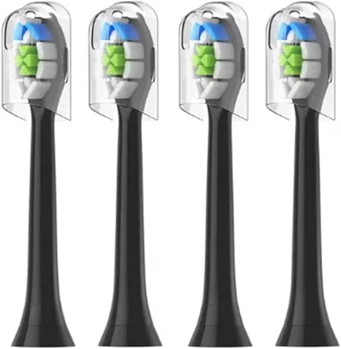 4Pcs 10Pcs Replacement Brush HeadsCompatible for Philips HX6064 HX6930 HX6730 Sonic Electric Toothbrush Vacuum(4PCS-W2-black)