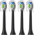 4Pcs 10Pcs Replacement Brush HeadsCompatible for Philips HX6064 HX6930 HX6730 Sonic Electric Toothbrush Vacuum(4PCS-W2-black)