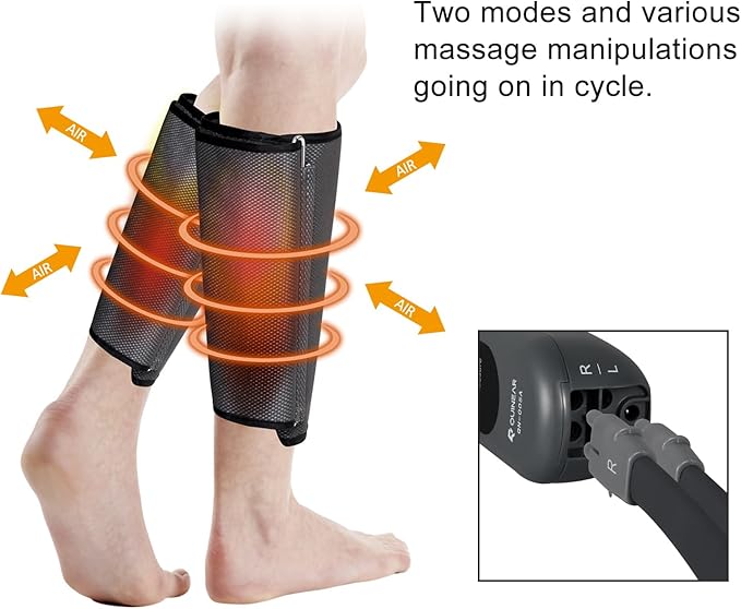 QUINEAR Air Compression Leg Massager for Circulation &amp Pain Relief Calf Massagers with 2 Modes &amp 3 Intensities Sequential Compression Device (SCD) for RLS Edema FSA-HSA - Ideal Gift