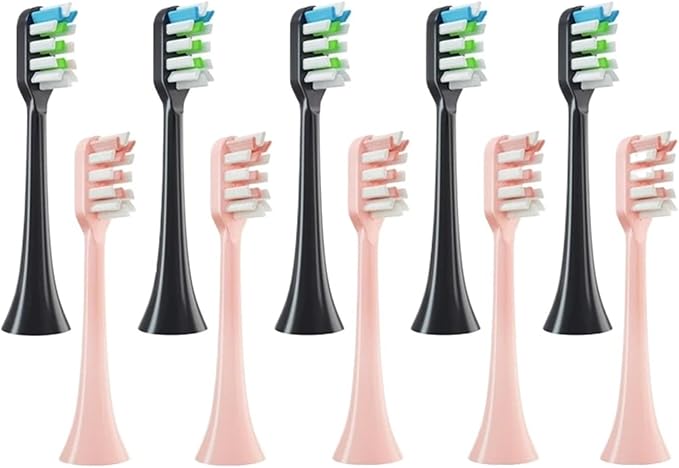 12pcs Brush Sonic Toothbrush Soft Bristle NozzlesCompatibility for X3/X3U/X5 Replacement Heads Clean Tooth(6Black with 6Pink)
