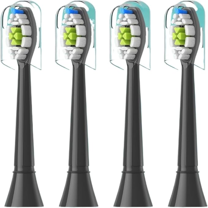 Compatible for 4/8pcs Replacement Toothbrush Heads Compatible with Philips Sonicare Soft Electric Brush Head 4100 6500 6100 7500 5(4pcs Black)