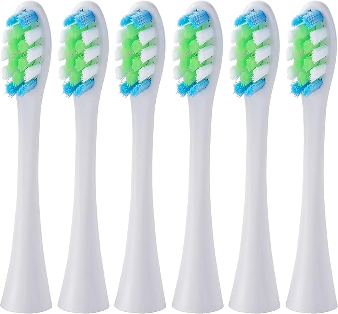 6 Pack Replacement Brush Heads for X/One/SE/XPRO/Z1/AIR Sonic Soft Bristles Waterproof &amp Vacuum Sealed(WT GN BU 6Pcs)