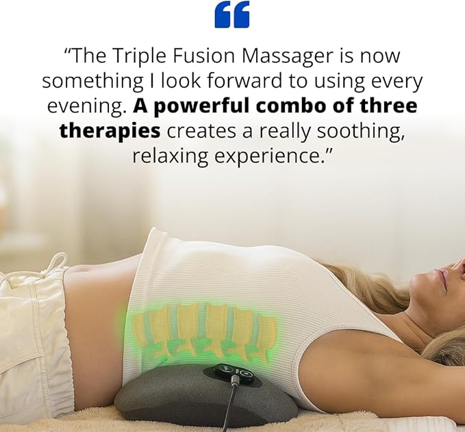 SmoothSpine Triple Fusion Back Massager - The Official Smooth Spine Massager with Heat - Design to Support Lower Back Comfort Relaxation Device for Home Use (Triple Fusion Back Massager)