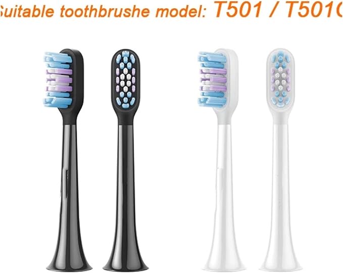 Compatible for Electric Toothbrush Head T501/T501C Full Effect Bright White Clean Caring Replace Teeth Heads 2/4 PCS(2pcs Black)