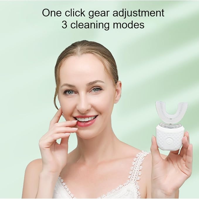 Scandinavian Smiles U-Shaped Electric Toothbrush 360° Sonic Cleaning for Adults &amp Kids 3 Modes USB-C Rechargeable (Black)