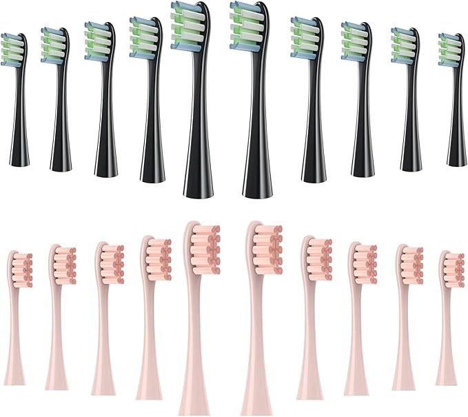 Replacement Brush Head Compatible with Oclean X/X Pro/SE+/ Air / Z1 / F1 / One Electric Toothbrush Soft Bristle Brushes Replaceable Head Fit Sonic(10 Black 10 Pink)