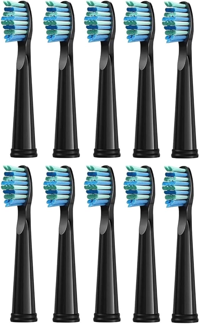 10 Pcs/Pack Replacement Brush HeadsCompatible for Electric Toothbrush Bristle Refill Efficient Tooth Cleaning(10pcs Black)