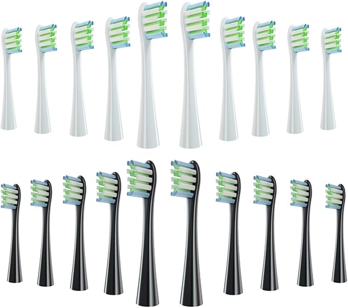 10-40PCS Replacement Brush HeadCompatible for Oclean Electric Toothbrush Soft Bristle X/X PRO/ Z1 Brushes Replaceable Head(10 White 10 Black)