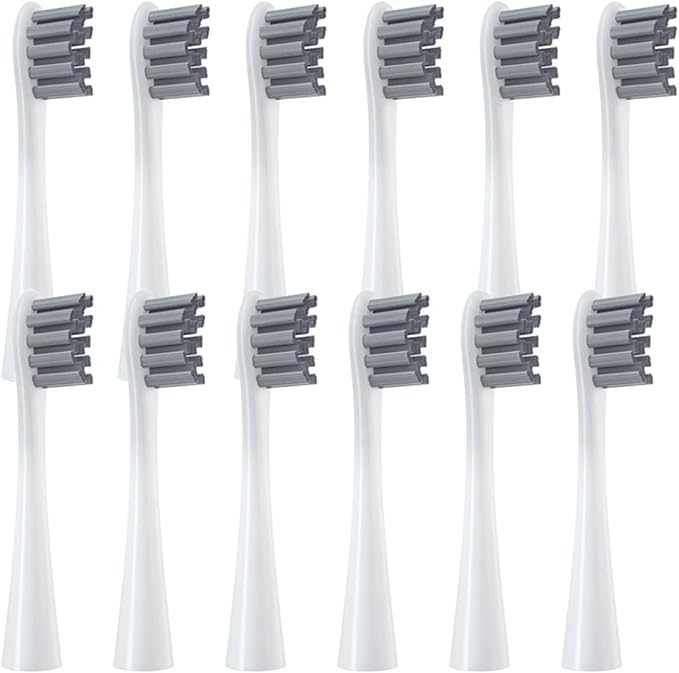 12pcs Replacement Brush Heads Compatible for X/X PRO/ Z1/ F1/ One/Air 2 /SE Toothbrush Soft Bristle Nozzles(12Gray)