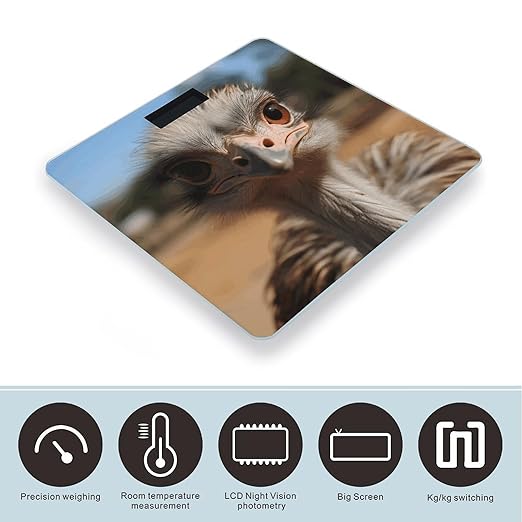 Cute Ostrich Weight Scale Large Bathroom Scales Digital Weight with Bright LED Display Non Slip Automatic Weighing Scale Fashion Weighing Machine for Body
