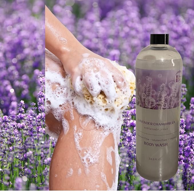 Lavender Chamomilla Body Wash for Women and Men - Nourishing &amp Moisturizing - All Skin Types - Paraben-Free – Vegan (Lot of 3)
