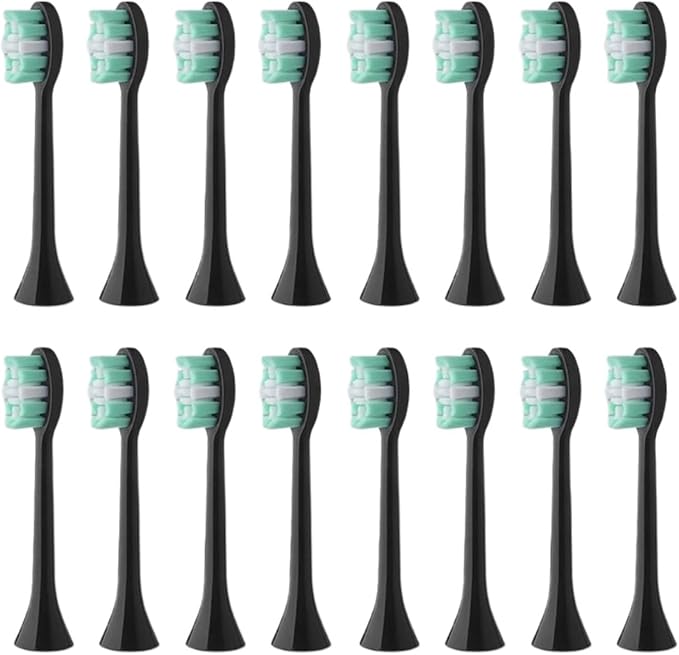 16pcs Replacement Toothbrush HeadCompatible for BOMIDI TX5 Electric Soft Bristles Nozzles(16PCS Black)