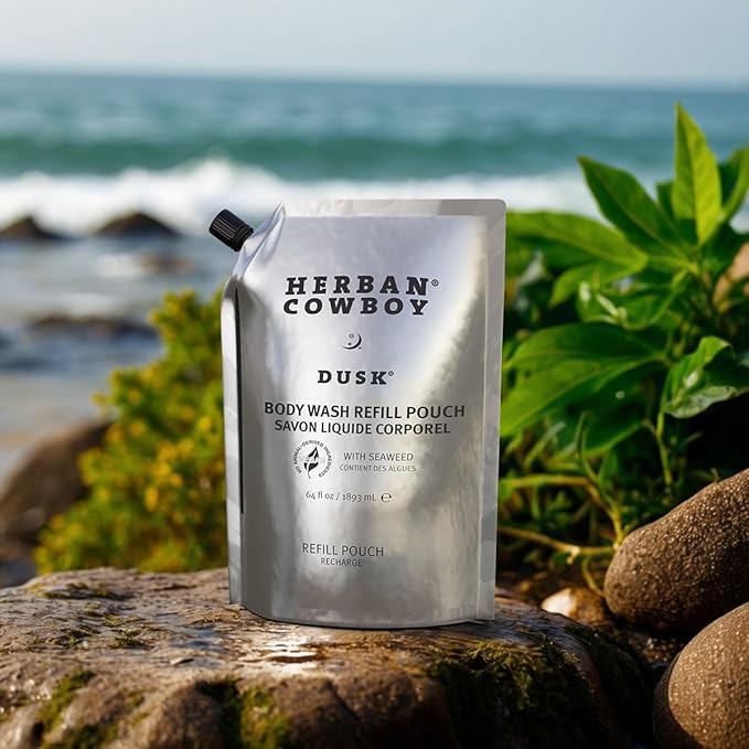Herban Cowboy Dusk Body Wash 30 oz Aluminum Bottle and 64 oz Refillable Pounch