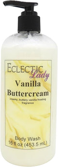 Eclectic Lady Liquid Pearl Body Wash - Vanilla Buttercream Scent 3-in-1 Use For Bubble Bath Hand Soap &amp Body Wash Phthalate-Free Vanilla Buttercream Fragrance Handcrafted in USA (16 oz)