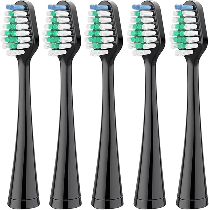 Replacement Toothbrush Heads ForCompatible for Waterpik Electric Adult Oral Hygiene Clean Dental Center Bristle Soft Nozzles(5pcs Black Green)