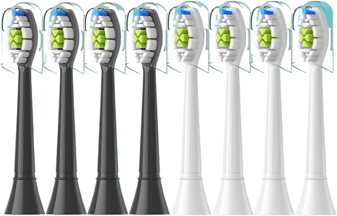 4/8/12/16pcs Replacement Toothbrush Heads Compatible for Philips Sonicare Soft Electric Brush Head 4100 6500 6100 7500 5(4White 4Black)