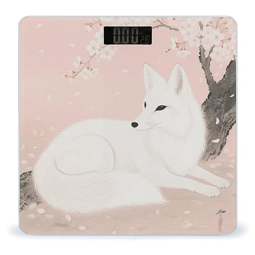 Cherry Blossom Tree Fox Scale for Body Weight Sturdy Tempered Glass Weighing Scales with LCD Display Accurate Digital Bathroom Scale Convenient Body Fat Smart Scales Easy Read