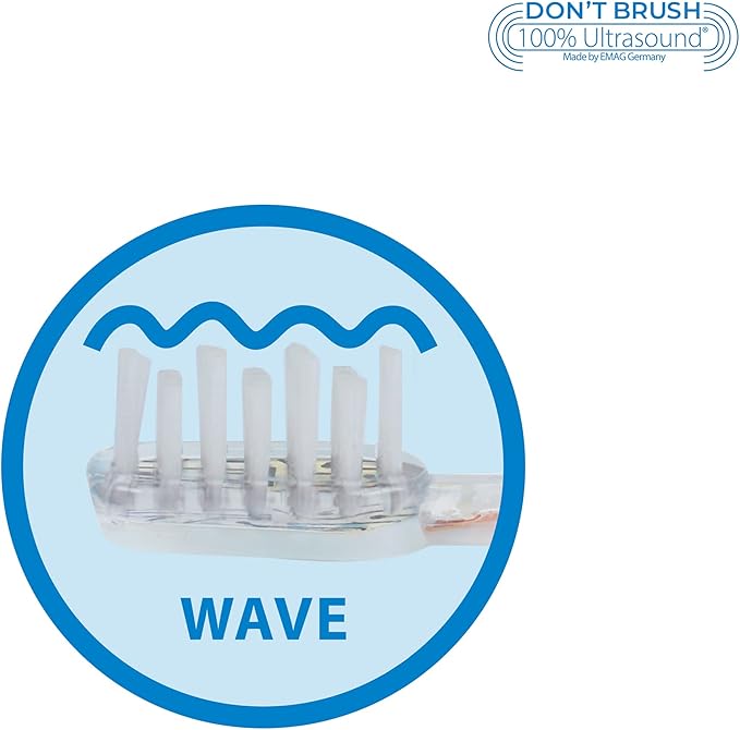 Emmi-dent Platinum 4-Pin Wave Bristle-Head Attachments - Electric Toothbrush Replacement Heads. Cleans with Ultrasound Waves. (Wave 2 Pack)