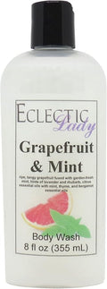 Eclectic Lady Liquid Pearl Body Wash - Grapefruit and Mint Scent 3-in-1 Use For Bubble Bath Hand Soap &amp Body Wash Phthalate-Free Grapefruit and Mint Fragrance Handcrafted in USA (8 oz)