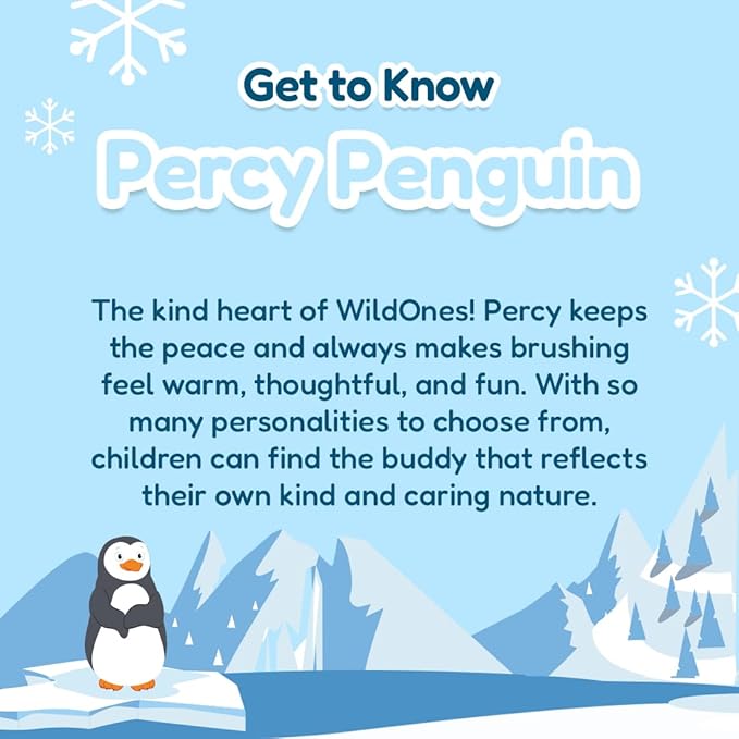 BrushBaby - WildOnes - Kids Rechargeable Electric Toothbrush Ages 0-10 - Penguin Design with Flashing Lights - DeepClean Bristles for Superior Cleaning - 2 Replacement Brush Heads 1 USB Cable