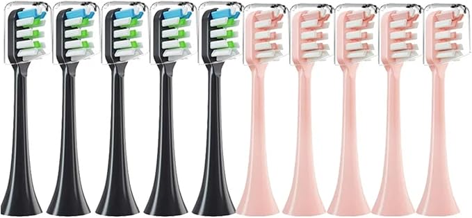 Replacement Brush Heads Compatible for X3 X5 V1 X3U 5-10pcs Bristle Electric Toothbrush Sealed Packed(5black 5pink)