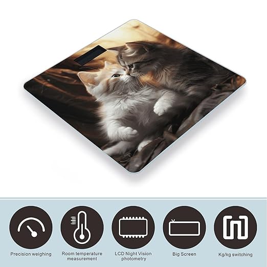Cat Kiss Digital Bathroom Scale for Body Weight Weighing Scale with Backlit LCD Display High Precision Measurements &amp Measures Weight Up to 180kg