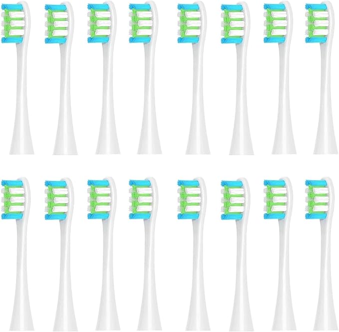 16pcs Replacement Brush HeadsCompatible for Oclean X/Pro/ Z1/ SE F1 One PW01/03/05/07/09 P5 Electric Toothbrush(16 White)