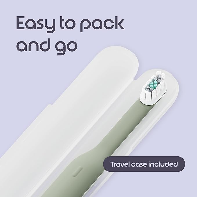 Quip Ultra Lite Sonic Electric Toothbrush Slim Lightweight Design 3 Brushing Modes 15X More Plaque Removal Pressure Sensor &amp 30-Day Battery Meadow